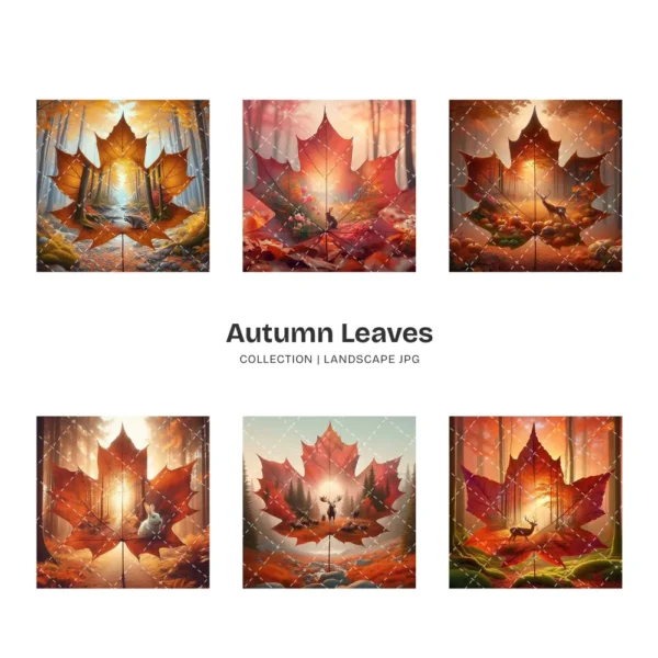 Autumn Leaves JPG Clipart Collection - 84 JPG, Fall Woodland Graphics, Wildlife, Rustic Forest Printables, Commercial use, Digital download