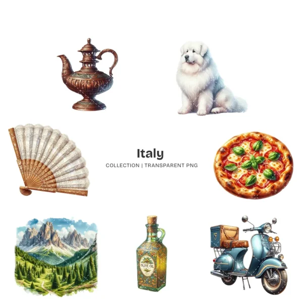 Italy PNG Clipart Collection - 120 PNG, Travel Graphics, Macarons, Italian Sightseeing Printable, Commercial use, Digital download