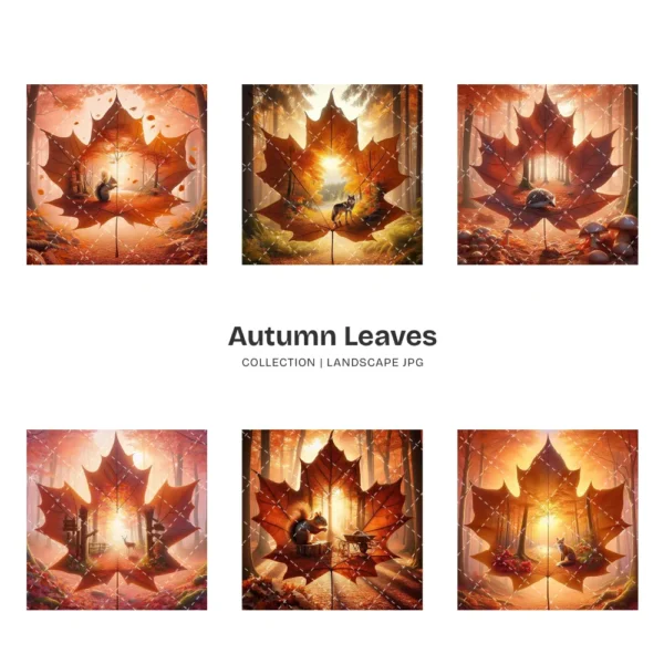 Autumn Leaves JPG Clipart Collection - 84 JPG, Fall Woodland Graphics, Wildlife, Rustic Forest Printables, Commercial use, Digital download