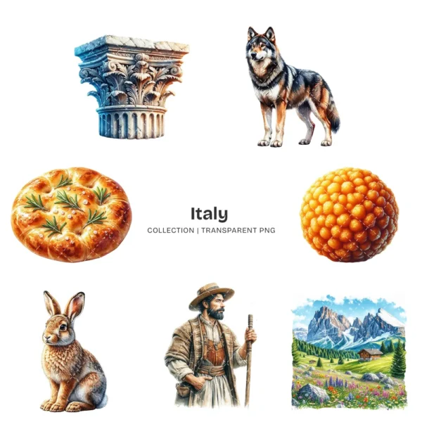 Italy PNG Clipart Collection - 120 PNG, Travel Graphics, Macarons, Italian Sightseeing Printable, Commercial use, Digital download