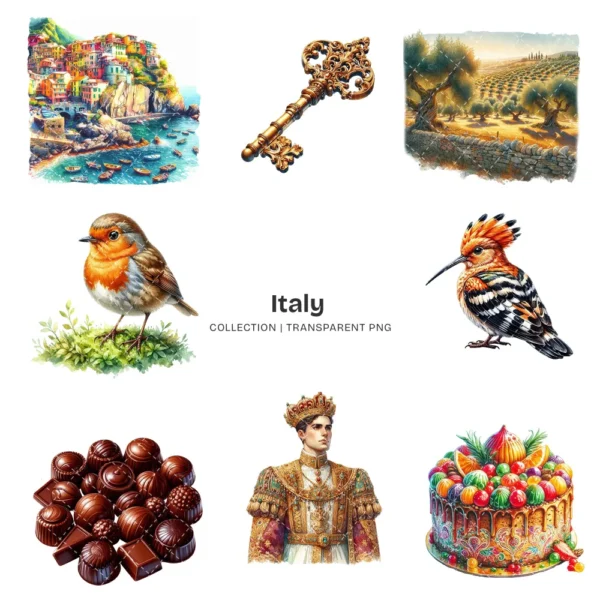 Italy PNG Clipart Collection - 120 PNG, Travel Graphics, Macarons, Italian Sightseeing Printable, Commercial use, Digital download