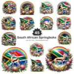 South African Springboks PNG Clipart Collection - 45 PNG, Protea Flower Graphics, Wildlife Printable, Commercial use, Digital download