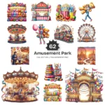 Amusement Park PNG Clipart Collection - 62 PNG, Carnival Graphics, Festive Park PNG, Adventure Printable, Commercial use, Digital download