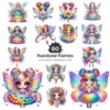 Rainbow Fairies PNG Clipart Collection - 60 PNG, Ethereal Fairies Graphics, Colorful Flowers Printable, Commercial use, Digital download