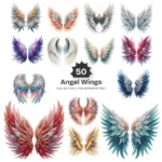 Angel Wings PNG Clipart Collection - 50 PNG, Celestial Wings Graphics, Ethereal Images, Faith Printable, Commercial use, Digital download