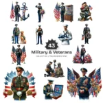 Military & Veterans PNG Clipart Collection - 43 PNG, Patriotic USA Graphics, Army, Soldiers Printable, Commercial use, Digital download