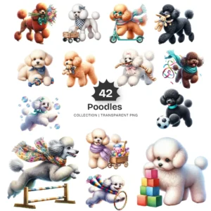 Poodles PNG Clipart Collection - 42 PNG, Stylish Dog Graphics, Garden, Dog Lovers, Pet Animal Printable, Commercial use, Digital download