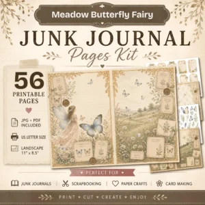 Meadow Butterfly Fairy Junk Journal Pages - Fluttering Wings Ephemera, Fairy Girls and Butterflies, Garden Ephemera, Digital Download