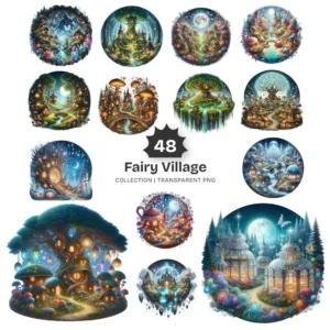 Fairy Village PNG Clipart Collection - 48 PNG, Fantasy Graphics, Lush Forests, Fantasy Fairy Printable, Commercial use, Digital Download