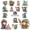 Sea Gnomes PNG Clipart Collection - 62 PNG, Whimsical Graphics, Nautical Gnome, Tropical Printable, Commercial use, Digital download