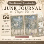 Moon Blossom Elven Garden Junk Journal Pages - Magical Forest Ephemera, Whimsical Foliage, Butterflies, Fantasy Ephemera, Digital Download