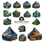 Mountain Vistas PNG Clipart Collection - 41 PNG, Forest Landscape Graphics, National Park Printable, Commercial use, Digital download