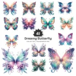 Dreamy Butterfly PNG Clipart Collection - 41 PNG, Magical Insect Graphics, Vibrant, Whimsical Printable, Commercial use, Digital download