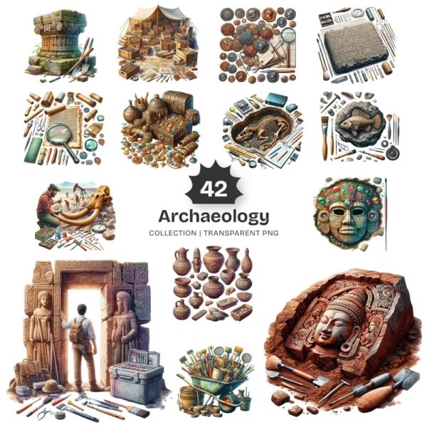 Archaeology PNG Clipart Collection - 40 PNG, Ancient Artifact Graphics, Pottery, Fossils, Ancient Printable, Commercial use, Digital download