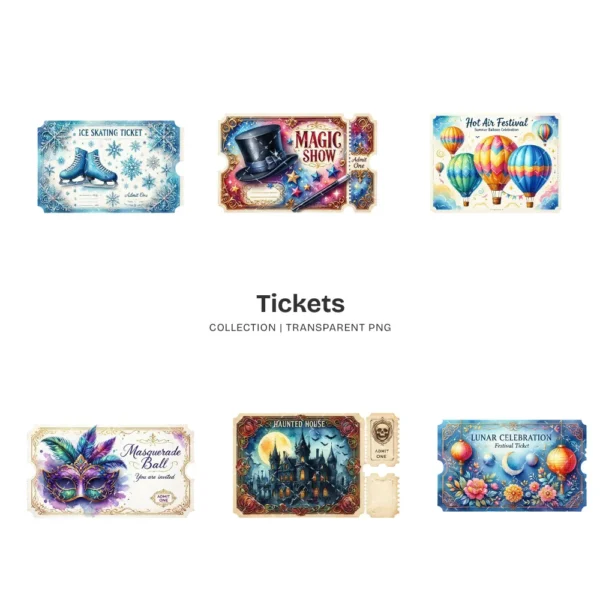 Tickets PNG Clipart Collection - 40 PNG, Event Pass Graphics, Party Ticket, Festival Movie Printable, Commercial use, Digital download