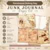 Farmhouse Baking Day Junk Journal Kit - Vintage Farmhouse Kitchen Ephemera, Gingham Recipe Book, Tags, Pockets, Ephemera, Digital Download