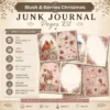 Blush & Berries Christmas Junk Journal Pages - Winter Ephemera, Pink Christmas, Frosty, Snowflakes , Festive Ephemera, Digital Download