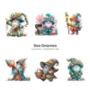 Sea Gnomes PNG Clipart Collection - 62 PNG, Whimsical Graphics, Nautical Gnome, Tropical Printable, Commercial use, Digital download