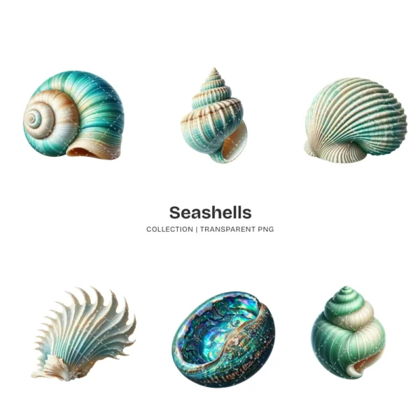 Seashells PNG Clipart Collection - 40 PNG, Ocean Beach Shell Graphics, Seaside Element, Nautical Printable, Commercial use, Digital download