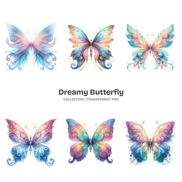 Dreamy Butterfly PNG Clipart Collection - 41 PNG, Magical Insect Graphics, Vibrant, Whimsical Printable, Commercial use, Digital download
