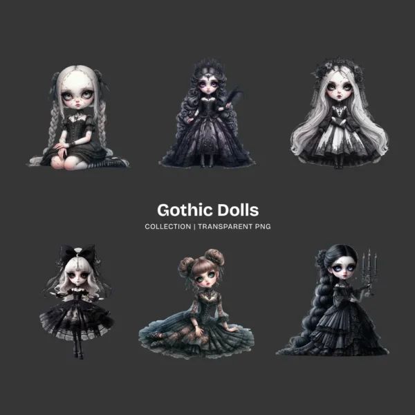 Gothic Dolls PNG Clipart Collection - 80 PNG, Eerie Graphics, Horror Doll, Haunted Printable, Commercial use, Digital download