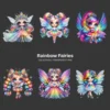 Rainbow Fairies PNG Clipart Collection - 60 PNG, Ethereal Fairies Graphics, Colorful Flowers Printable, Commercial use, Digital download