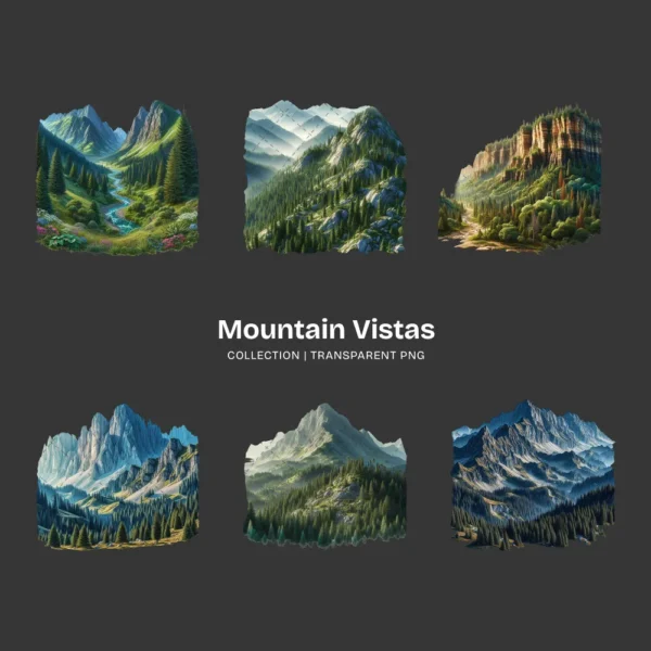 Mountain Vistas PNG Clipart Collection - 41 PNG, Forest Landscape Graphics, National Park Printable, Commercial use, Digital download