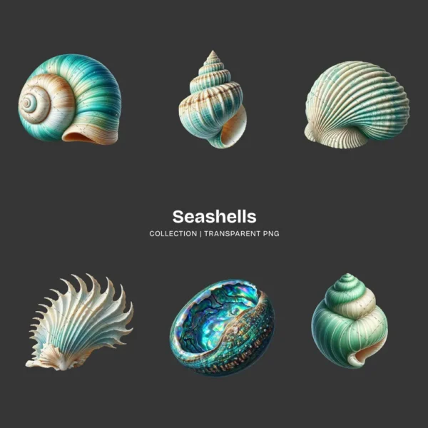 Seashells PNG Clipart Collection - 40 PNG, Ocean Beach Shell Graphics, Seaside Element, Nautical Printable, Commercial use, Digital download