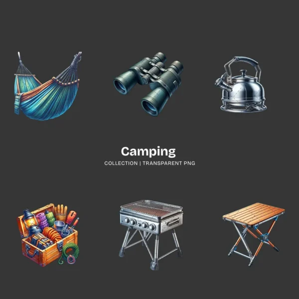 Camping PNG Clipart Collection - 45 PNG, Outdoor Adventure Graphics, Campfire, Summer Camping Printable, Commercial use, Digital download