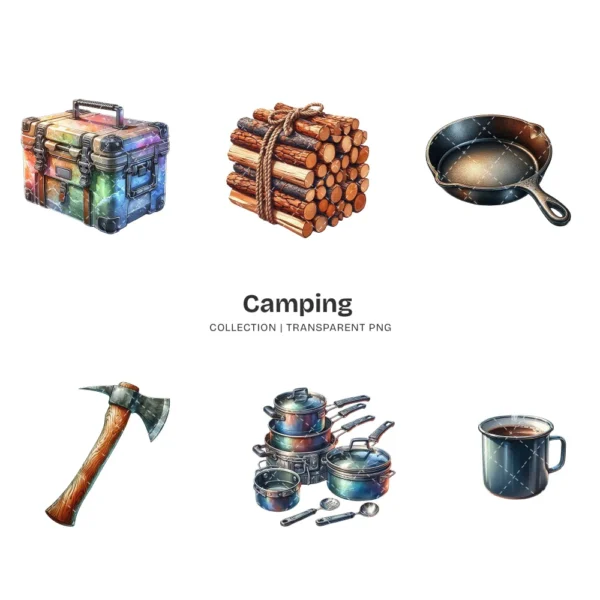 Camping PNG Clipart Collection - 45 PNG, Outdoor Adventure Graphics, Campfire, Summer Camping Printable, Commercial use, Digital download