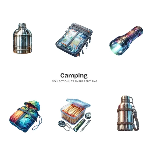 Camping (P-2) PNG Clipart Collection - 45 PNG, Outdoor Adventure Graphics, Campfire, Summer Camping Printable, Commercial use, Digital download