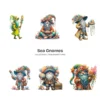 Sea Gnomes PNG Clipart Collection - 62 PNG, Whimsical Graphics, Nautical Gnome, Tropical Printable, Commercial use, Digital download