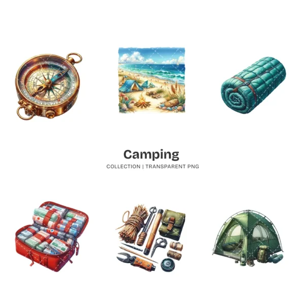 Camping PNG Clipart Collection - 45 PNG, Outdoor Adventure Graphics, Campfire, Summer Camping Printable, Commercial use, Digital download