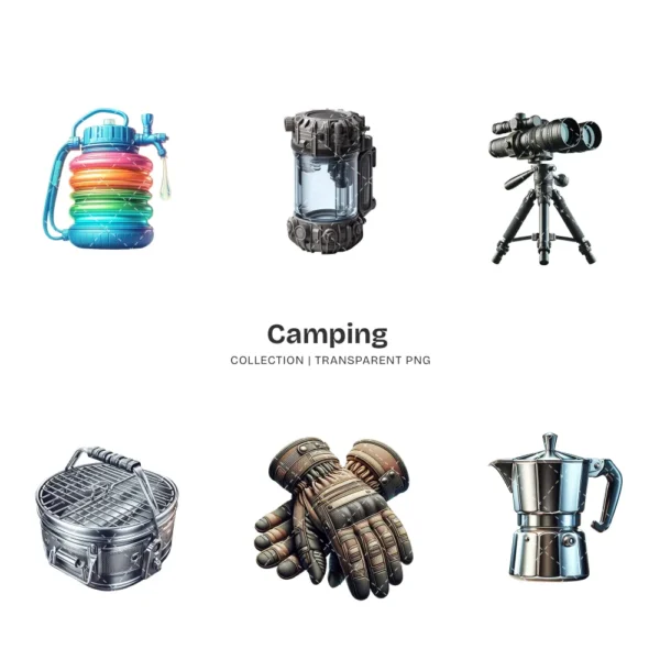 Camping (P-2) PNG Clipart Collection - 45 PNG, Outdoor Adventure Graphics, Campfire, Summer Camping Printable, Commercial use, Digital download