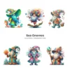 Sea Gnomes PNG Clipart Collection - 62 PNG, Whimsical Graphics, Nautical Gnome, Tropical Printable, Commercial use, Digital download