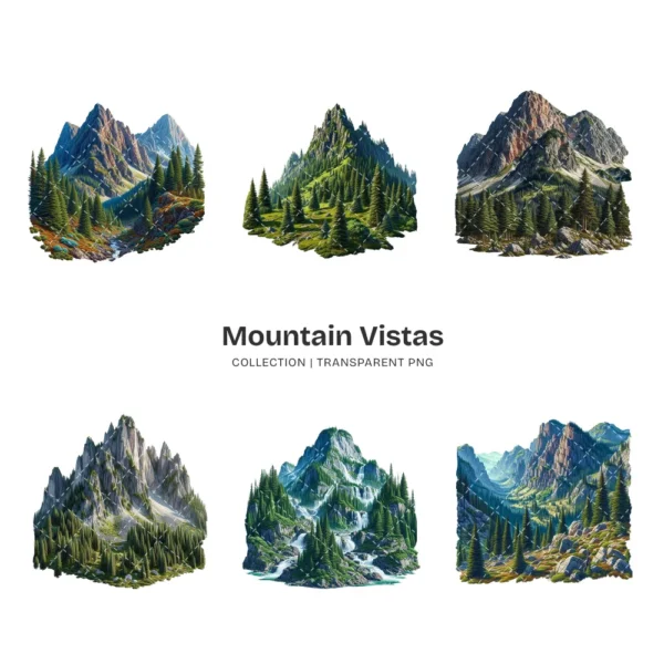 Mountain Vistas PNG Clipart Collection - 41 PNG, Forest Landscape Graphics, National Park Printable, Commercial use, Digital download
