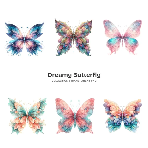 Dreamy Butterfly PNG Clipart Collection - 41 PNG, Magical Insect Graphics, Vibrant, Whimsical Printable, Commercial use, Digital download