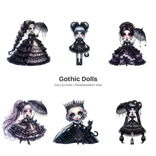 Gothic Dolls PNG Clipart Collection - 80 PNG, Eerie Graphics, Horror Doll, Haunted Printable, Commercial use, Digital download