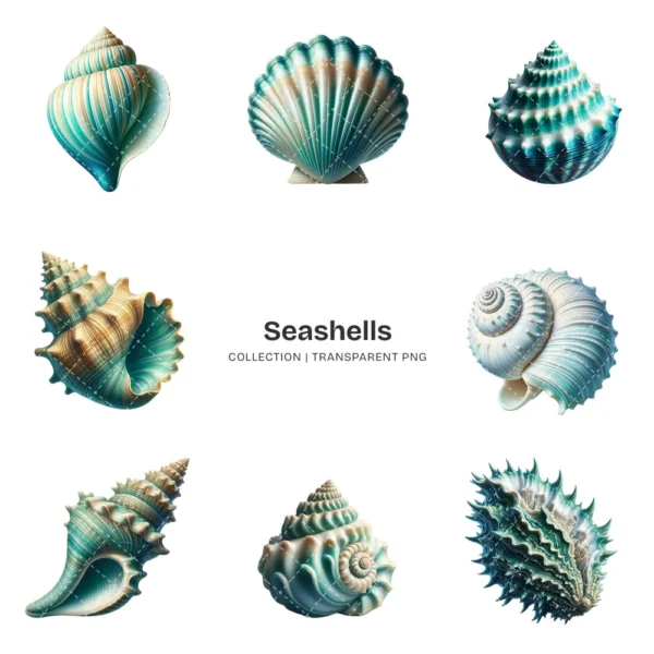 Seashells PNG Clipart Collection - 40 PNG, Ocean Beach Shell Graphics, Seaside Element, Nautical Printable, Commercial use, Digital download