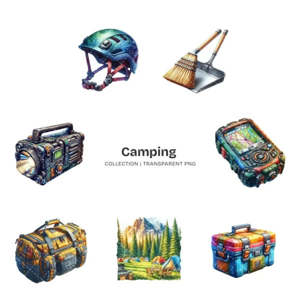 Camping (P-2) PNG Clipart Collection - 45 PNG, Outdoor Adventure Graphics, Campfire, Summer Camping Printable, Commercial use, Digital download