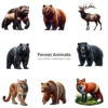Forest Animals PNG Clipart Collection - 50 PNG, Rustic Wildlife Graphics, Forest Creatures Printable, Commercial use, Digital download