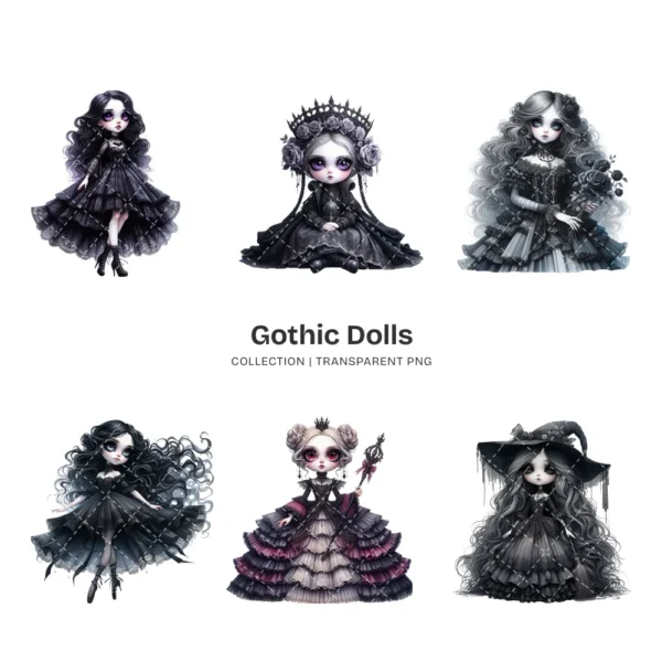 Gothic Dolls PNG Clipart Collection - 80 PNG, Eerie Graphics, Horror Doll, Haunted Printable, Commercial use, Digital download