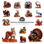 Autumn Woodland Animal PNG Clipart Collection - 60 PNG, Fall Forest Graphics, Wildlife Printables, Commercial use, Digital download