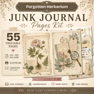Forgotten Herbarium Junk Journal Pages - Vintage Botanical Ephemera, Nature Study, Pressed Flower, Herbal Ephemera, Digital Download