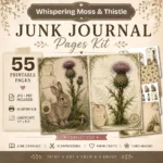 Whispering Moss & Thistle Junk Journal Pages - Woodland Nature Ephemera, Serene Forest, Fern, Mushroom, Botanical Ephemera, Digital Download