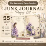 The Anemone Flower Fairy Junk Journal Pages - Whimsical Purple Ephemera, Woodland Creatures, Dreamy World Ephemera, Digital Download