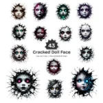 Cracked Doll PNG Clipart Collection - 43 PNG, Gothic Creepy Graphics, Ghost Art, Haunted Printables, Commercial use, Digital download