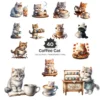 Coffee Cat PNG Clipart Collection - 40 PNG, Whimsical Graphics, Coffee Leaf, Beans, Cute Pet Printable, Commercial use, Digital download