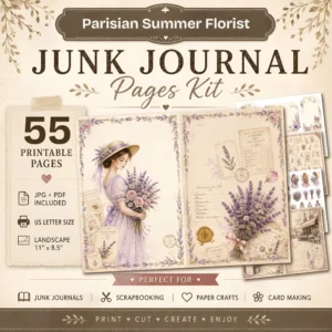 Parisian Summer Florist Junk Journal Pages - French Garden Ephemera, Vintage Floral, Flower Market, Summer Blooms Ephemera, Digital Download