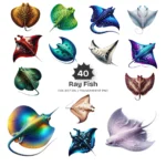 Ray Fish PNG Clipart Collection - 40 PNG, Ocean Creatures Graphics, Under The Sea, Marine Life Printables, Commercial use, Digital download